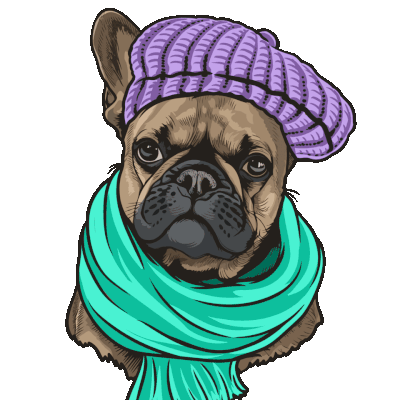 French Bulldog Wool Berret and Scarf