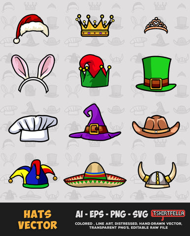 HATS MIX AND MATCH SET VECTOR FOR SALE