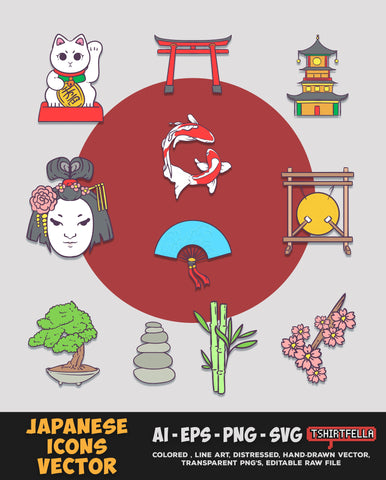 Japanese Icons Vector Bundle